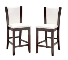 Style Comfort Contemporary 2pcs Counter Height Chairs Dark Cherry And White Leatherette Cushion Seat Kitchen Dining Room Furniture