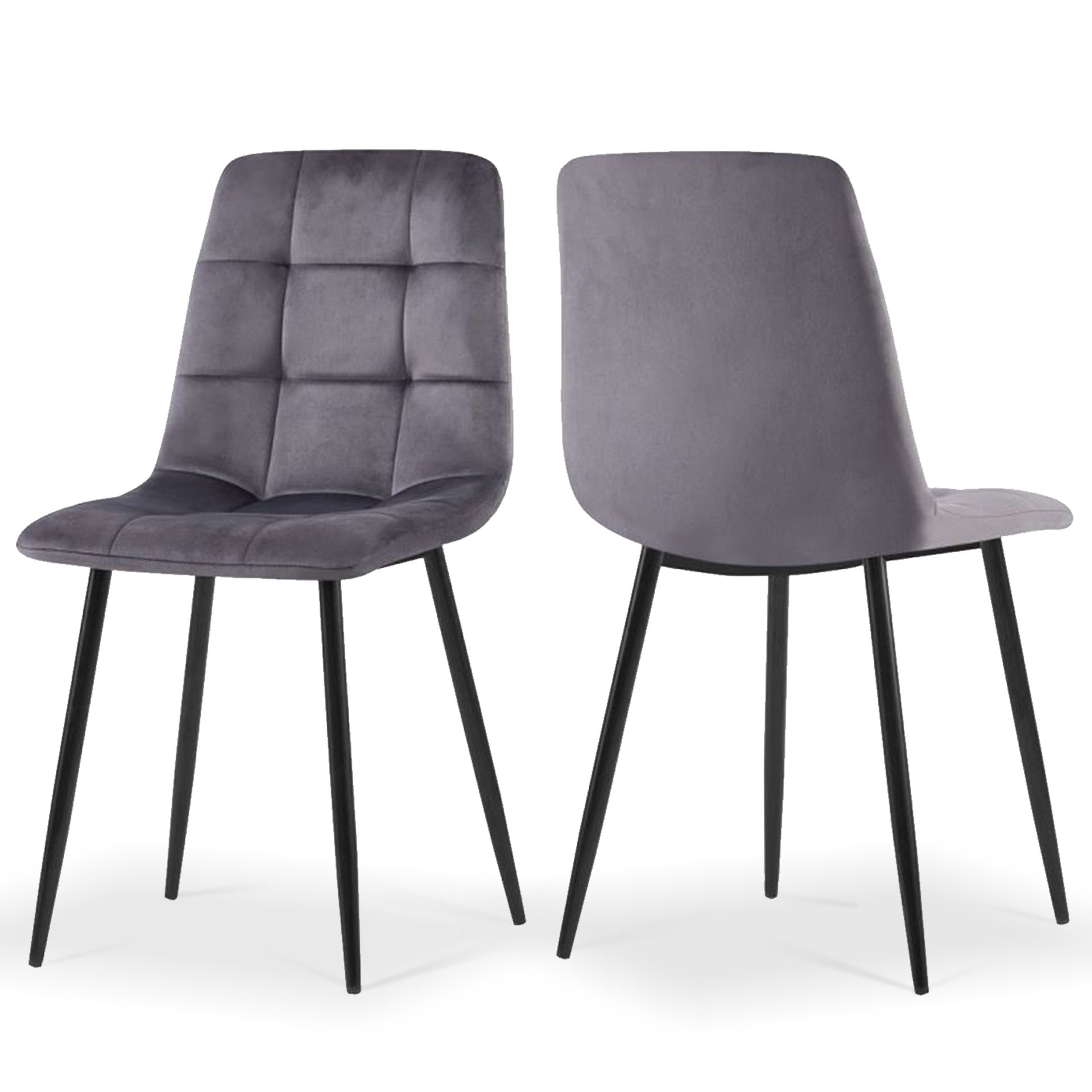 Grey Velvet Dining Chairs Set Of 2,Dining Room Side Seating, Kitchen Chairs with Metal Legs for Living Room