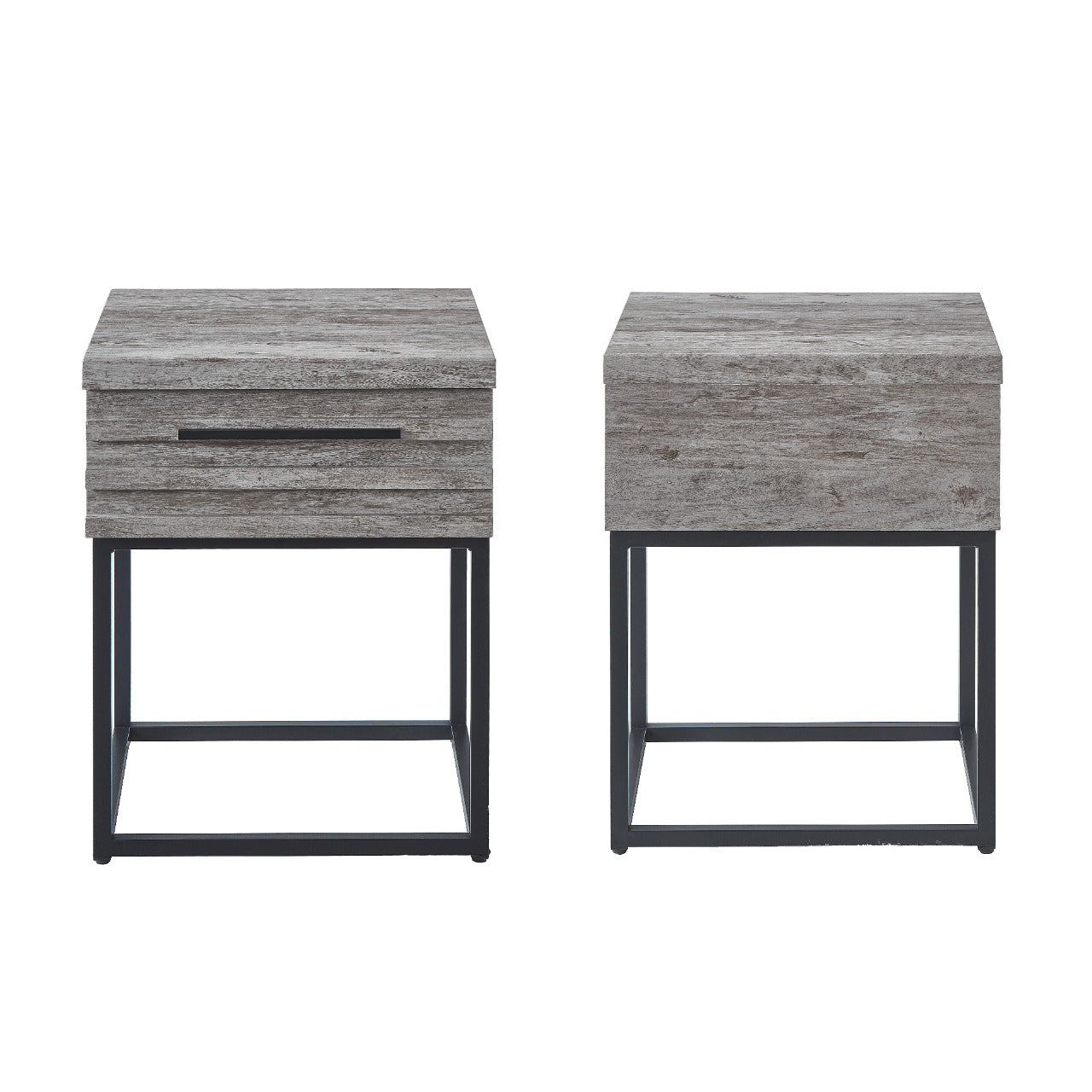Belize 3-Piece Upholstered Bedroom Set, Tufted Wingback Bed with Two Gray Nightstands