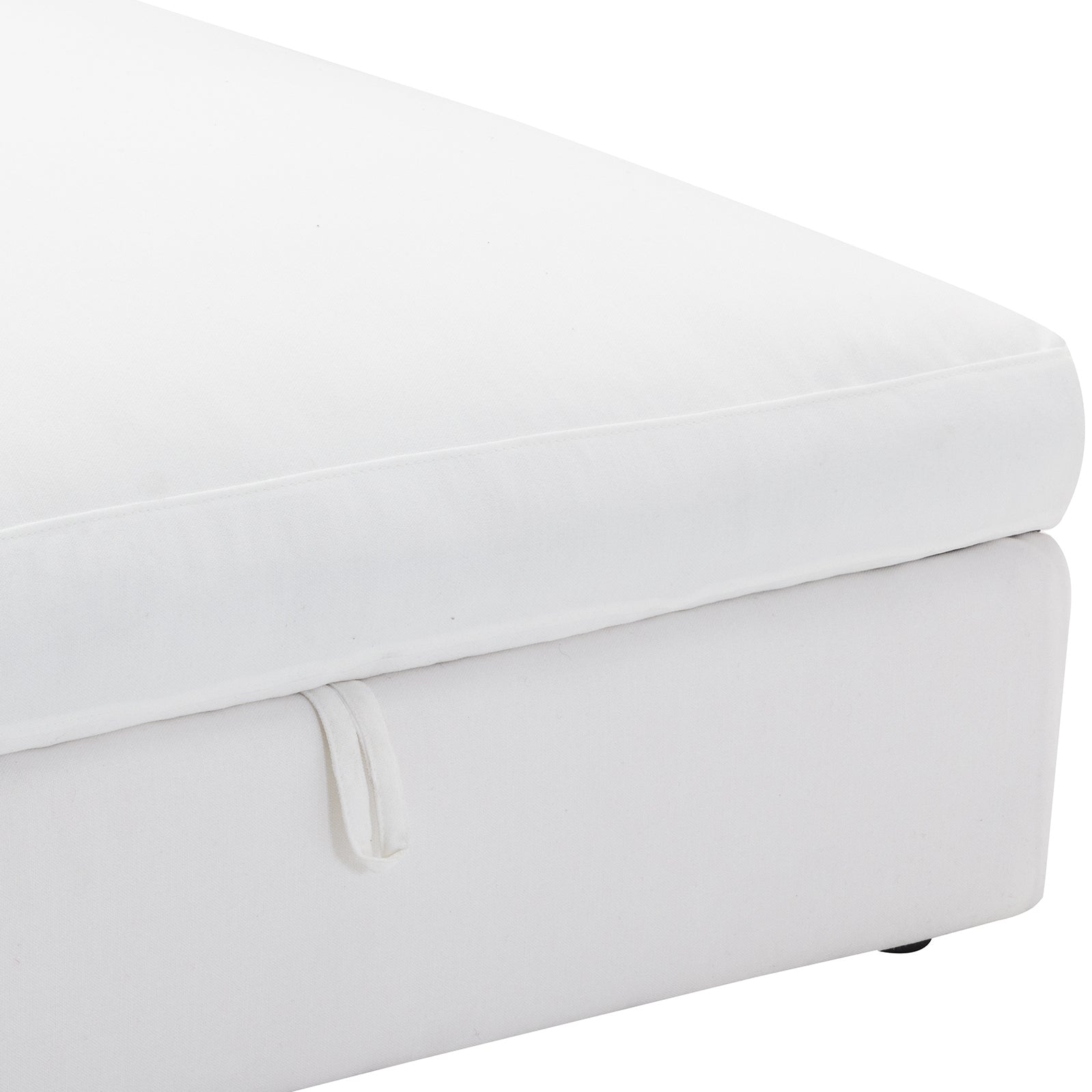 Rivas Contemporary Feather Fill Ottoman, White
