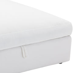 Rivas Contemporary Feather Fill Ottoman, White