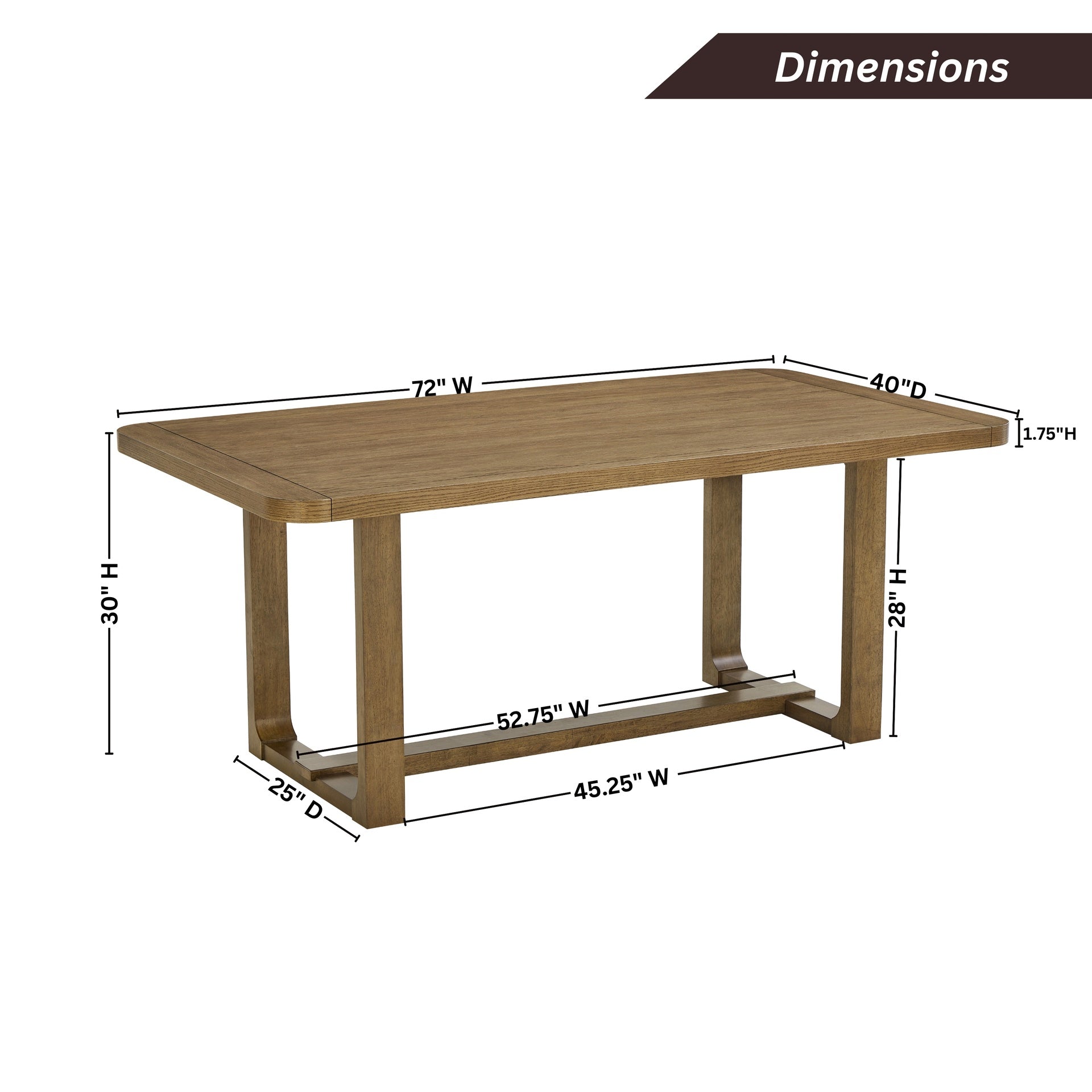 Parker Dining Table, Trestle Base, Light Oak