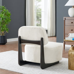 Solara Modern Accent Chair with Solid Wood Frame, White