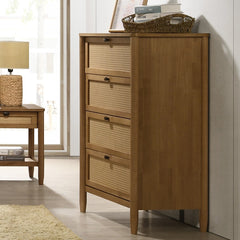 Vichy Wood and Rattan 4-Drawer Chest