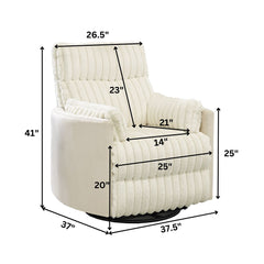 Bocaton Wide Wale Corduroy Upholstery Manual Recliner, White
