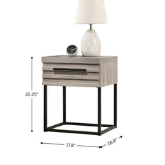 Alvear Contemporary Wood Nightstand with Metal Base, One Size, Nightstand ONLY, Weathered Gray
