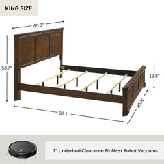 Maderne Traditional 3-Piece Wood Bedroom Set with King Size Panel Bed and Two Nightstands