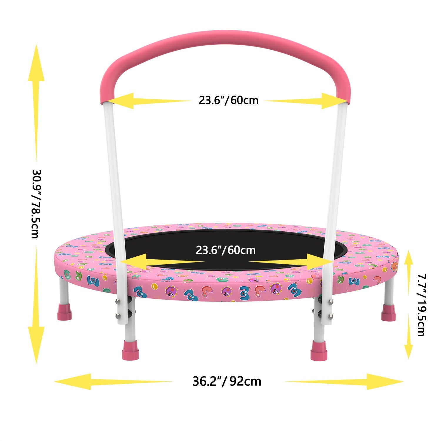 36inch Mini Trampoline for Kids Ages 1-6 Indoor Outdoor Trampoline with Handle Fun for Kids