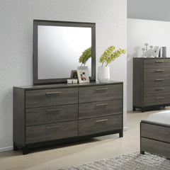 Ioana Antique Grey Wood 5-piece King Size Bedroom Set, Dresser, Mirror, 2 Night Stands