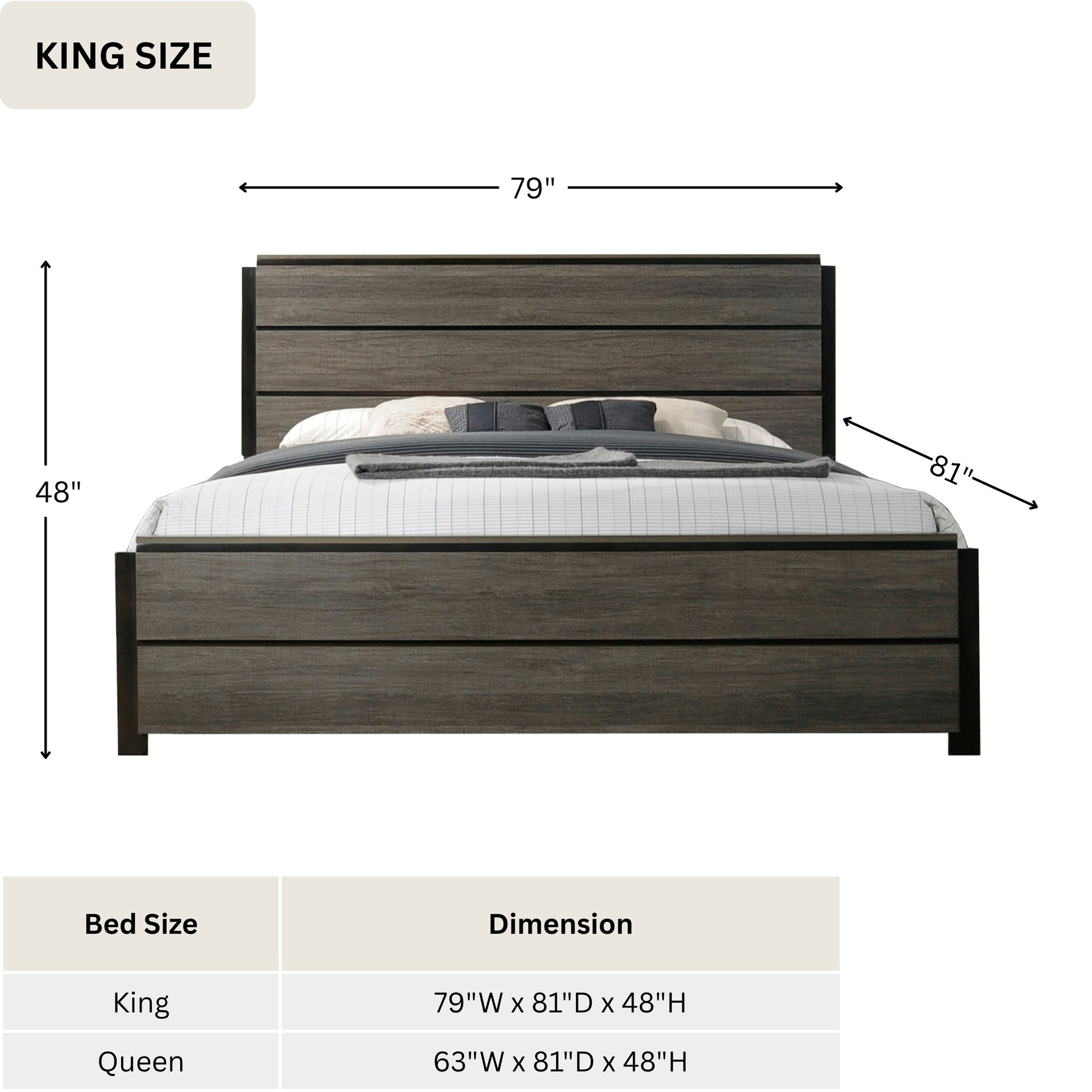 Ioana Antique Grey Finish Wood Bed Room Set, King Size Bed, Dresser, Mirror, Night Stand