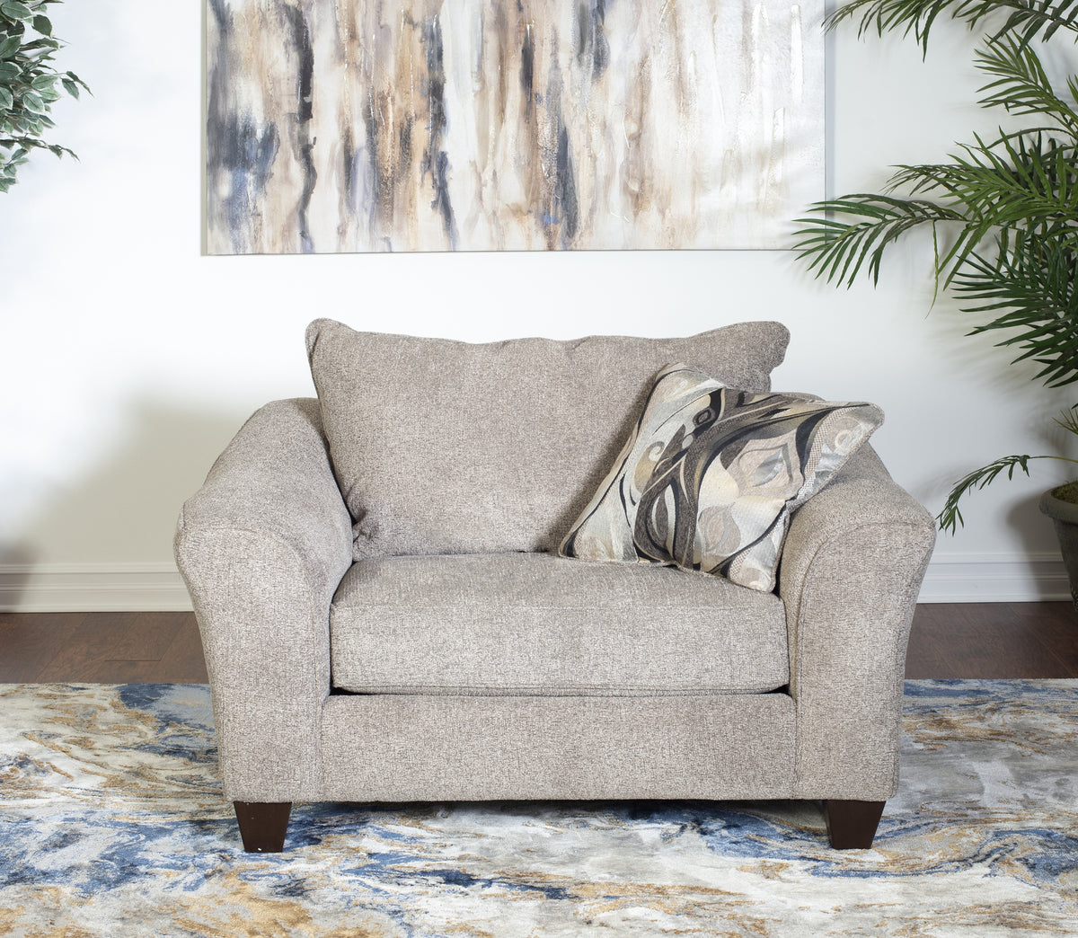 Camero Fabric Pillowback Arm Chair, Gray