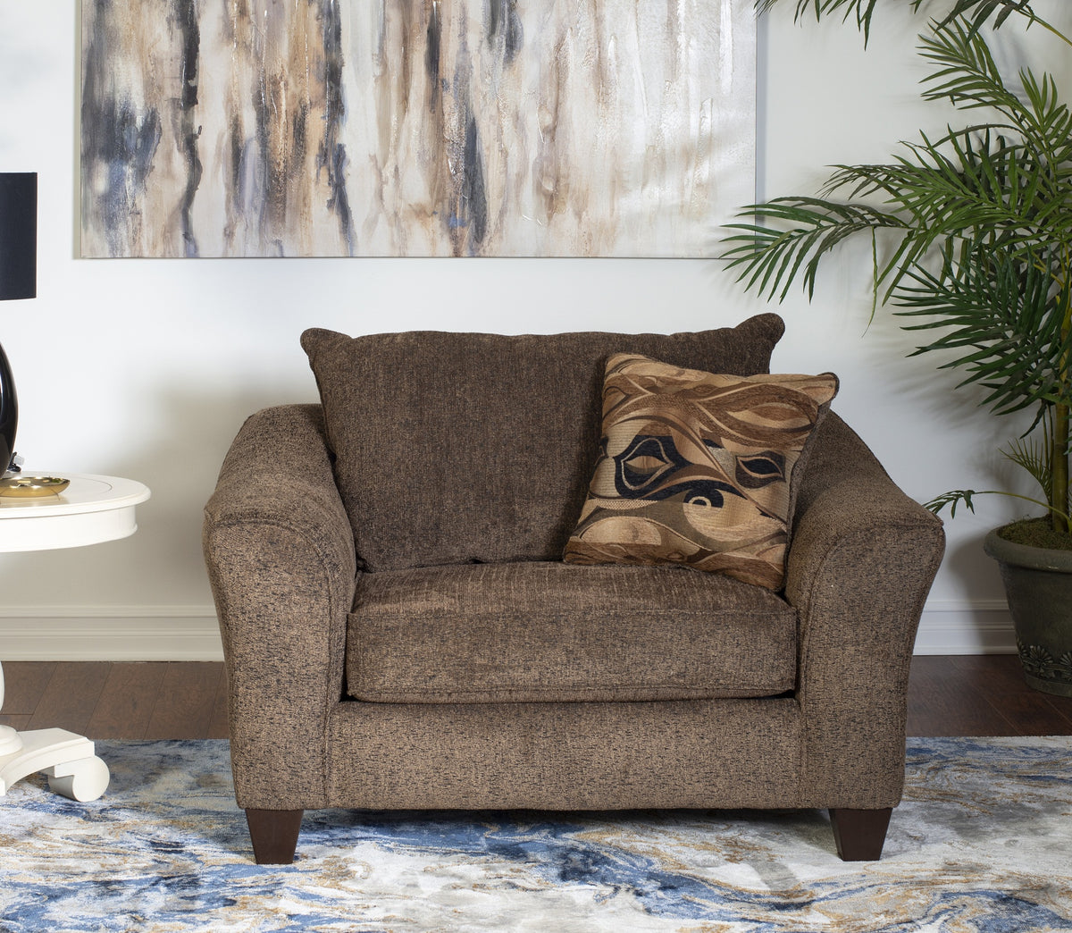 Camero Fabric Pillowback Arm Chair, Brown