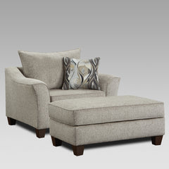 Camero Cafe Fabric 2-Piece Living Room Set, Accent Chair and Ottoman, Gray