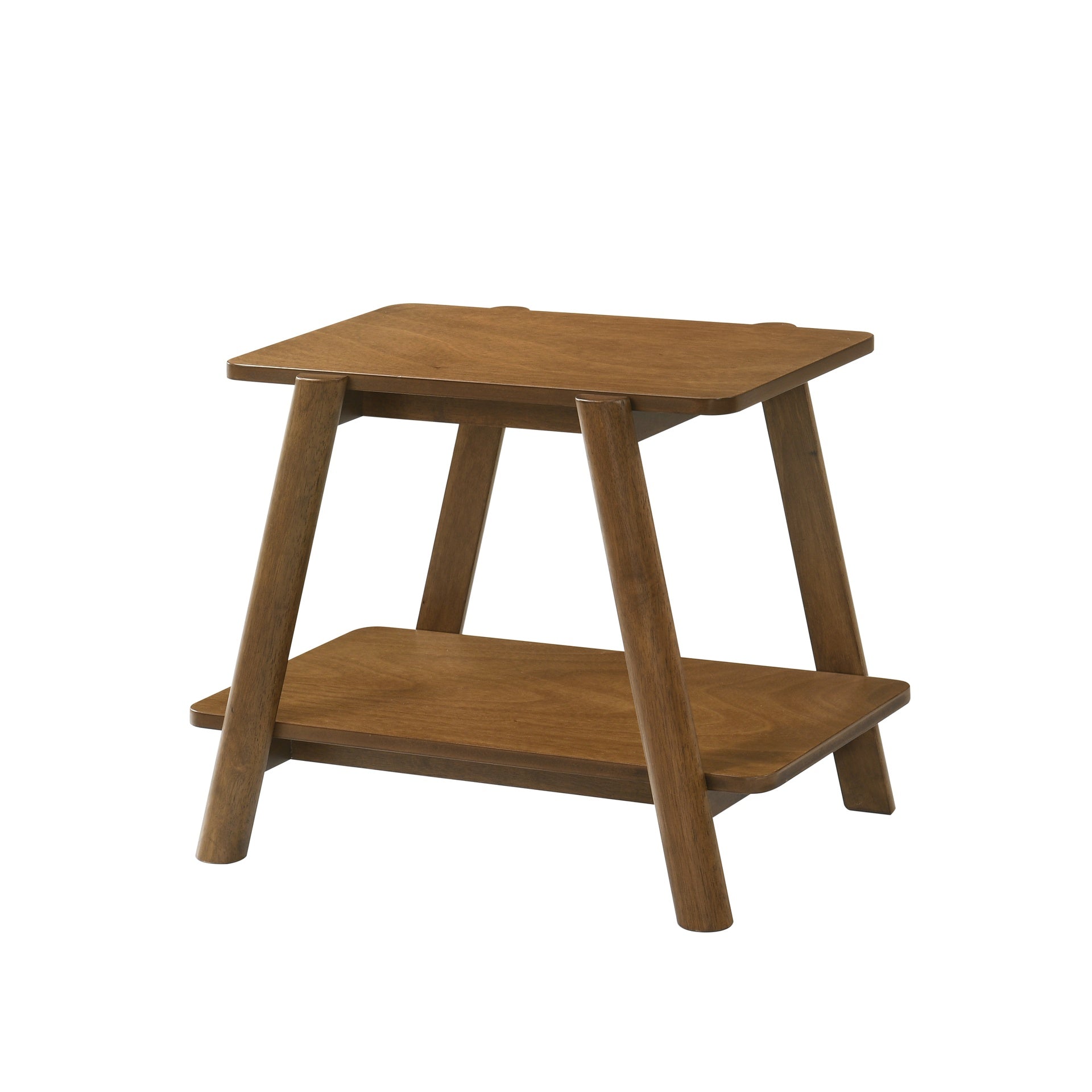 Metz Mid-Century Modern Wood Shelf End Table, Walnut Finish