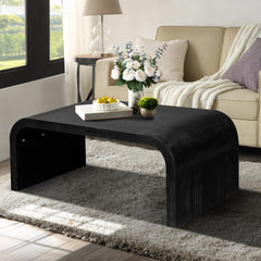 Farmhouse  Vintage Crafts Coffee Table,Curved Art Deco Design, Easy Assembly, 48" W x 24" D x 18" (Antique Black) Same To Old SKU : W1445P214061