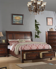 1pc Eastern King Size Bed Panel Headboard Footboard Drawers Cherry Finish Bedroom Furniture