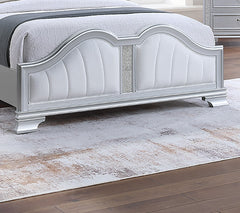 Contemporary Elegant Look Unique Design Eastern King Size Bed Silver Finish Built In USB 1pc Bedroom Bed