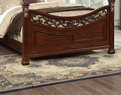 Traditional Style Queen Size Bed 1pc Two Panel Bed Bun Feet dark Cherry Finish Bedroom Furniture