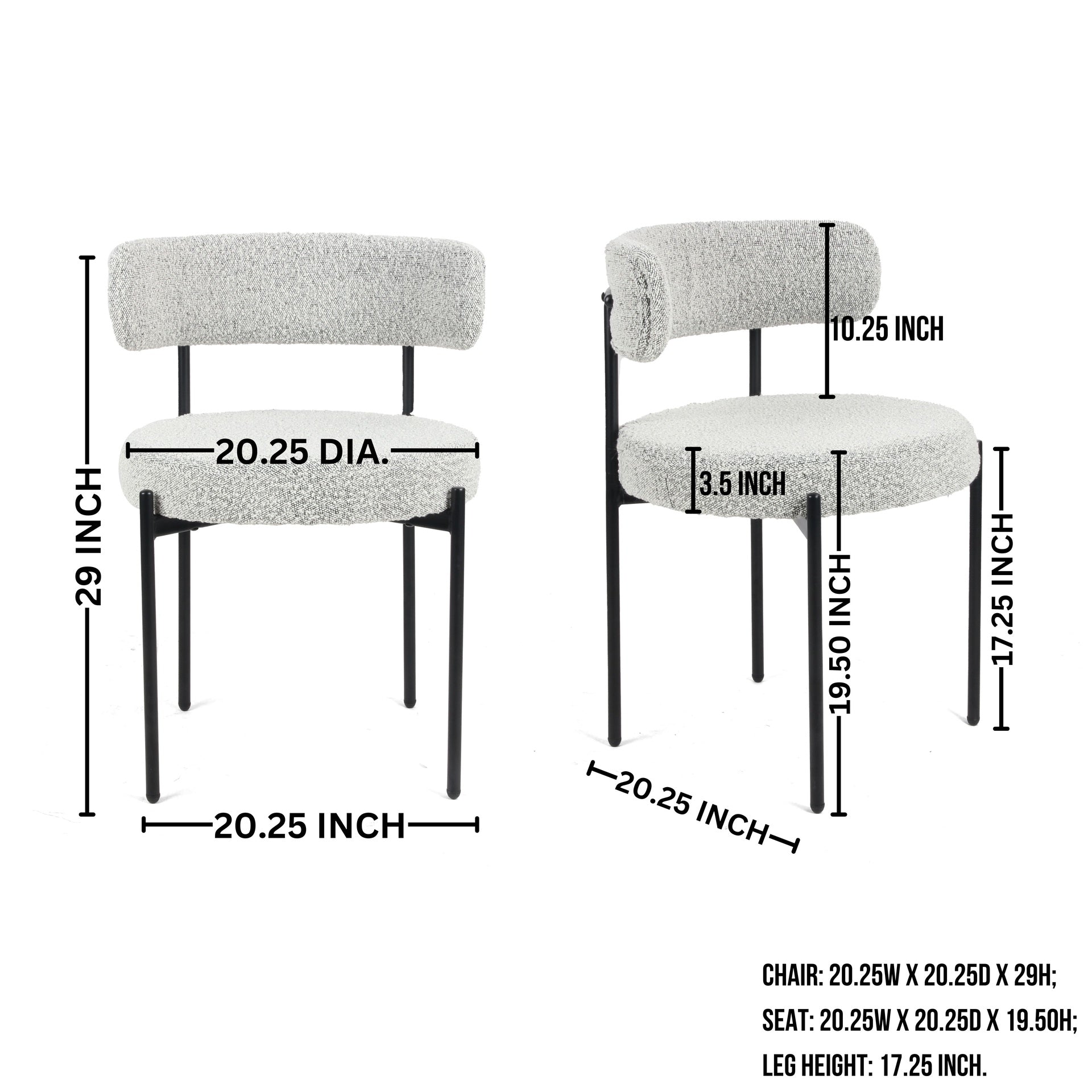 Corff 5-Piece Round Dining Set, Pedestal Dining Table with 4 Boucle Chairs