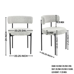 Corff 5-Piece Round Dining Set, Pedestal Dining Table with 4 Boucle Chairs