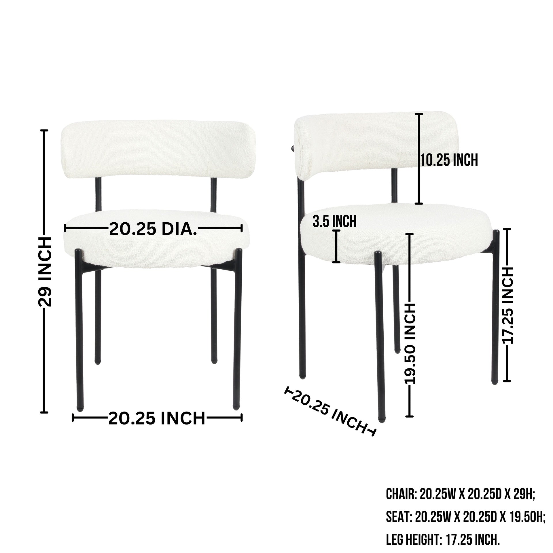 Corff 5-Piece Round Dining Set, Pedestal Dining Table with 4 Boucle Chairs