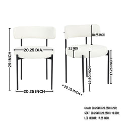 Corff 5-Piece Round Dining Set, Pedestal Dining Table with 4 Boucle Chairs