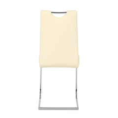 Modern Light Yellow PU dining chair living room chair upholstered chair, electroplated metal chair leg design, kitchen, living room, bedroom, dining room side chair  (Set of 2)