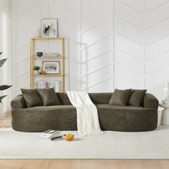Modern Cloud 4-Seater Sectional Curved Sofa, Minimalist Compression Living Room Couch, No Assembly Needed, Chenille