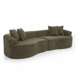 Modern Cloud 4-Seater Sectional Curved Sofa, Minimalist Compression Living Room Couch, No Assembly Needed, Chenille