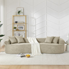 Modern Cloud 4-Seater Sectional Curved Sofa, Minimalist Compression Living Room Couch, No Assembly Needed, Chenille