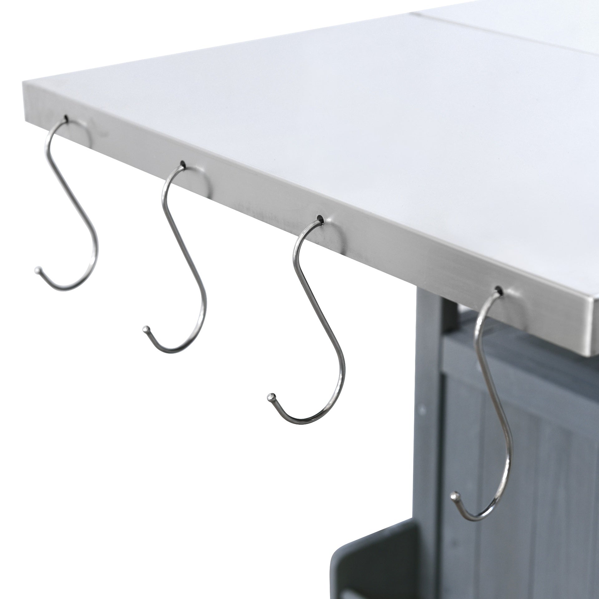 K&K 40.5" Outdoor Grill Cart with Stainless Steel Top, Solid Wood Outdoor Storage Cabinet with Drop Leaf, One Drawer, Towel Rack, Rolling Kitchen Cart with Lockable Wheels for Lawn Garden, Blue Grey