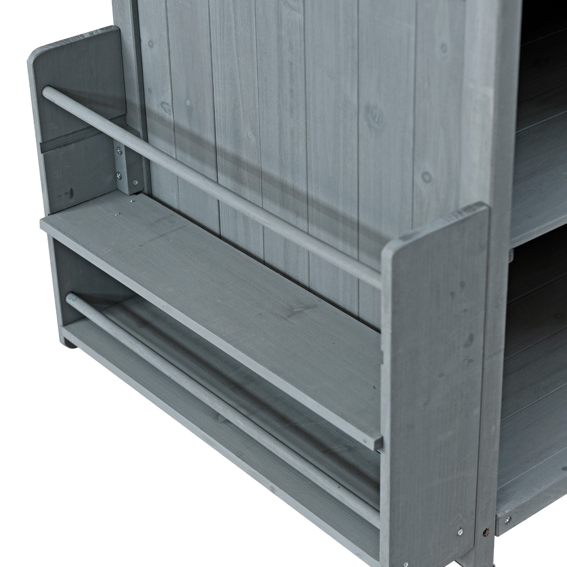 K&K 40.5" Outdoor Grill Cart with Stainless Steel Top, Solid Wood Outdoor Storage Cabinet with Drop Leaf, One Drawer, Towel Rack, Rolling Kitchen Cart with Lockable Wheels for Lawn Garden, Blue Grey
