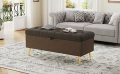 Modern Storage Ottoman Bench Upholstered Bedroom Bench Entryway Storage Ottoman Tufted Ottoman Bench for Living Room, Bedroom and Entryway, Coffee