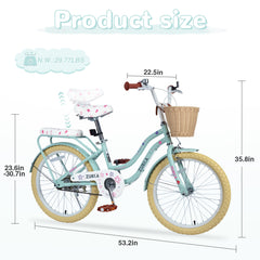 Multiple Colors,Girls Bike with Basket for 7-10 Years Old Kids,20 inch  wheel ,No Training Wheels Included