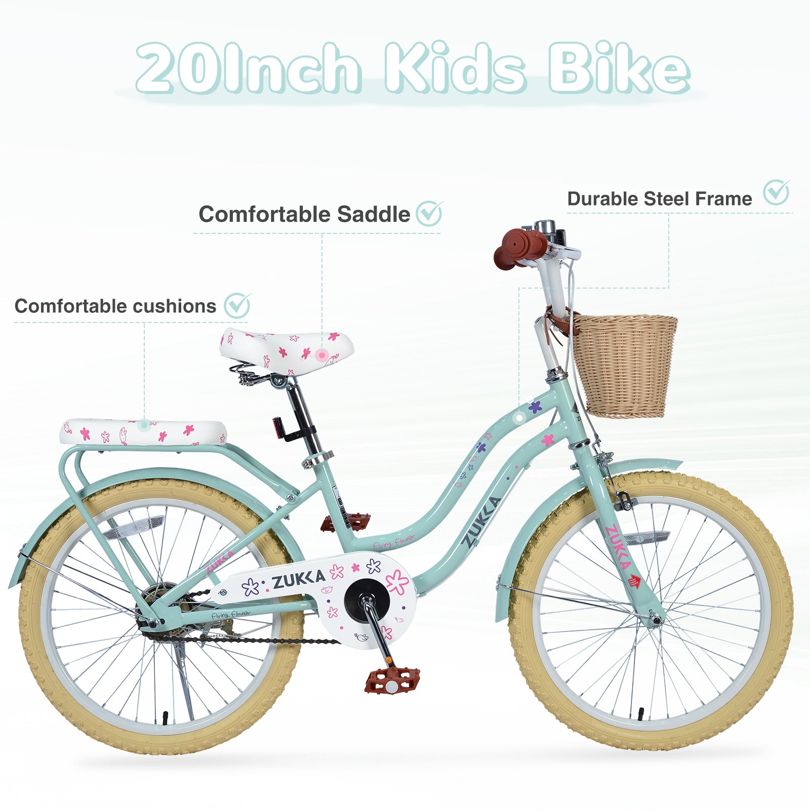 Multiple Colors,Girls Bike with Basket for 7-10 Years Old Kids,20 inch  wheel ,No Training Wheels Included