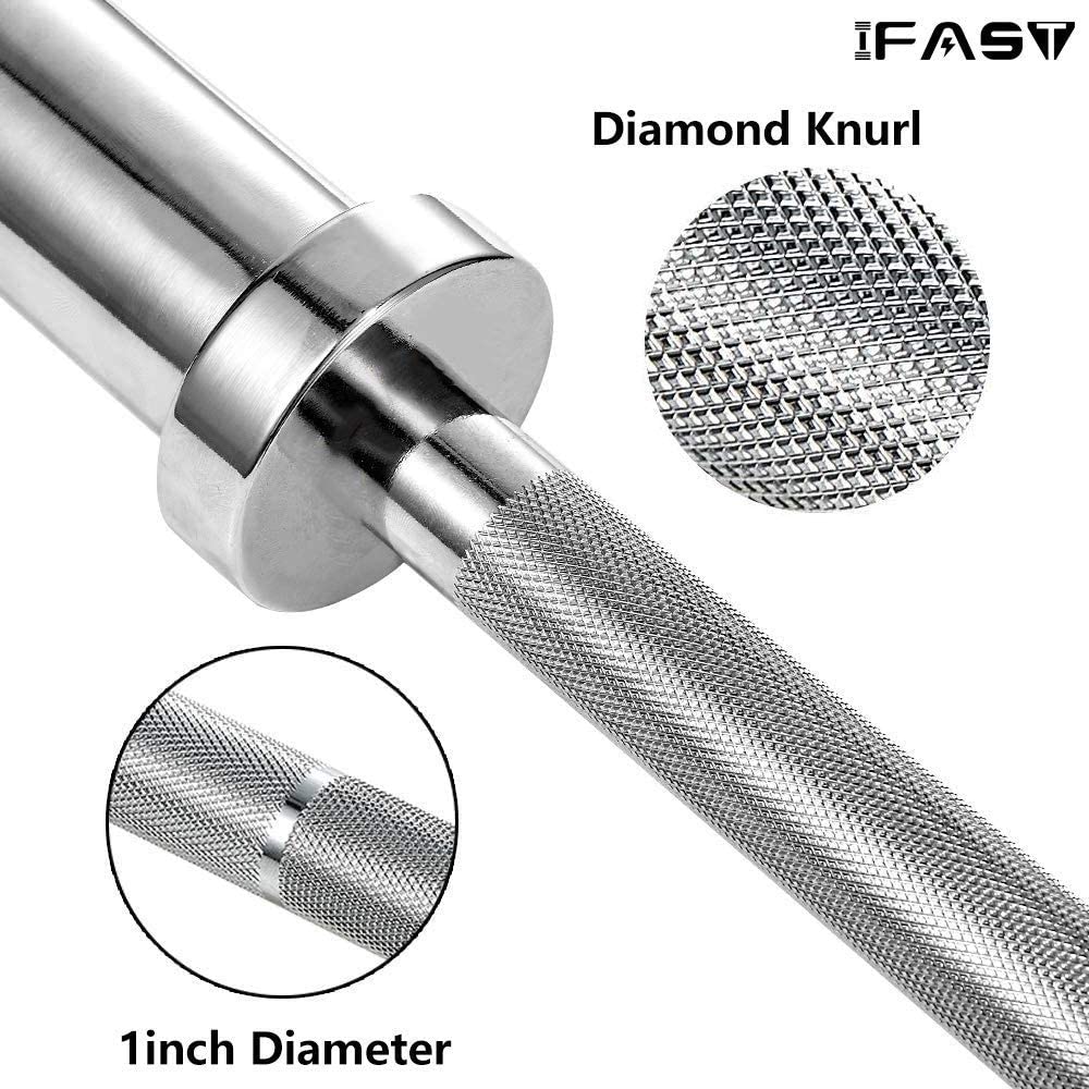 Barbell Bar for 2" Olympic Plates, Home Gym Weightlifting Bar 4Ft Solid Chrome Weight Bar Fitness Training Curl Barbell