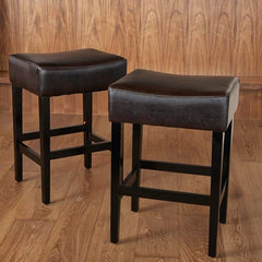 Set of 2, 26.75" Backless Faux Leather Counter Height Barstool