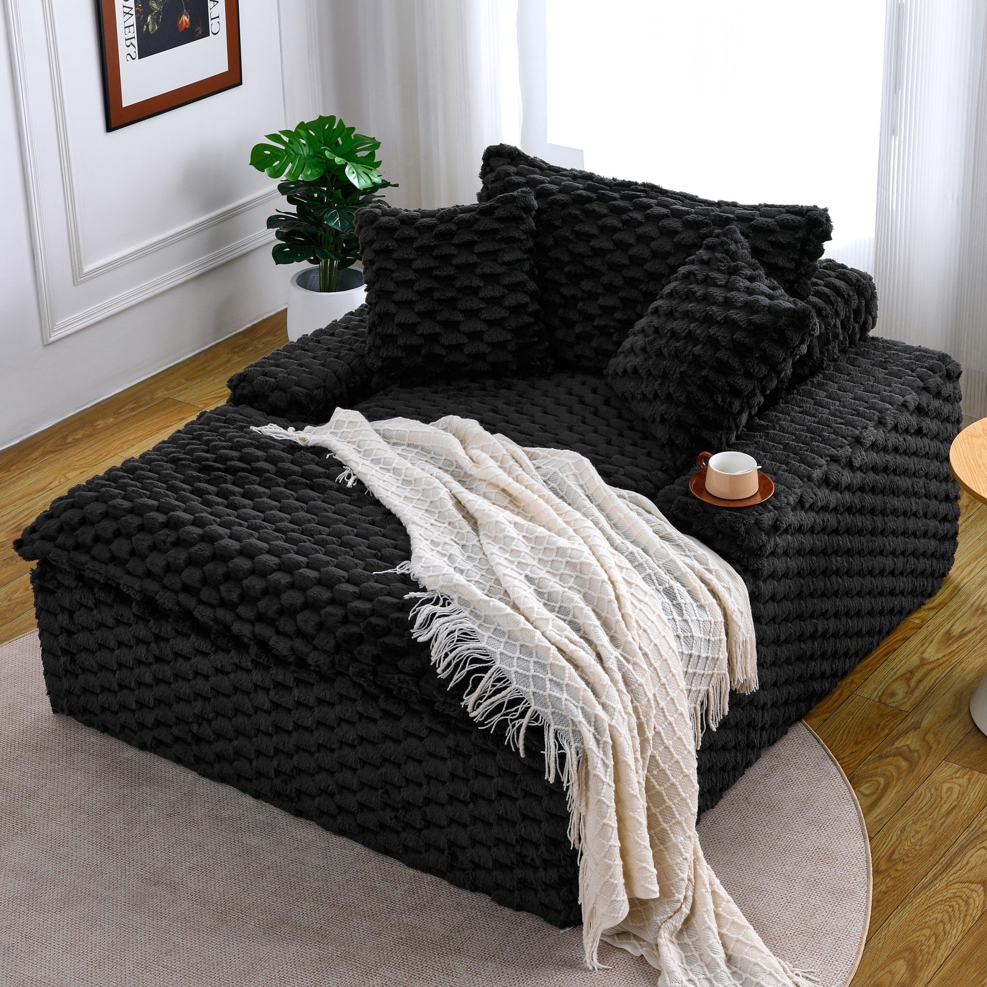 51 - inch Comfort - bearing Sofa: Two Pillows and One Backrest, Suitable for Multiple Scenarios in Bedrooms and Living Rooms