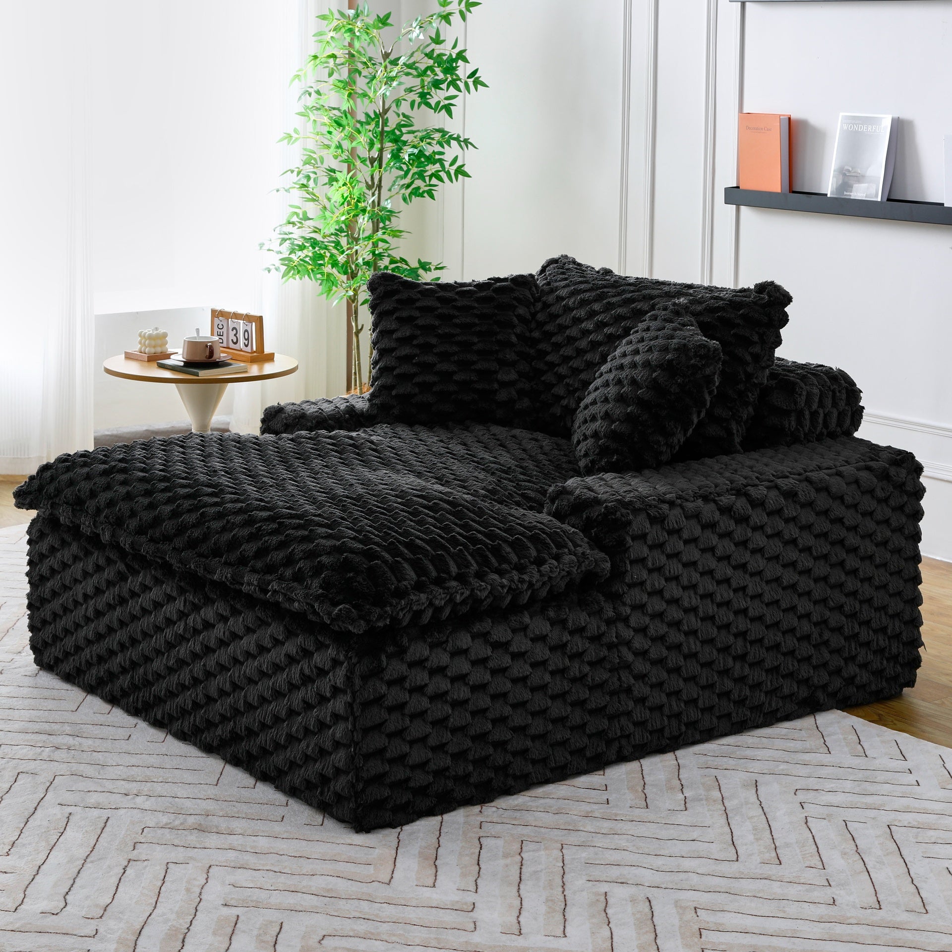 51 - inch Comfort - bearing Sofa: Two Pillows and One Backrest, Suitable for Multiple Scenarios in Bedrooms and Living Rooms
