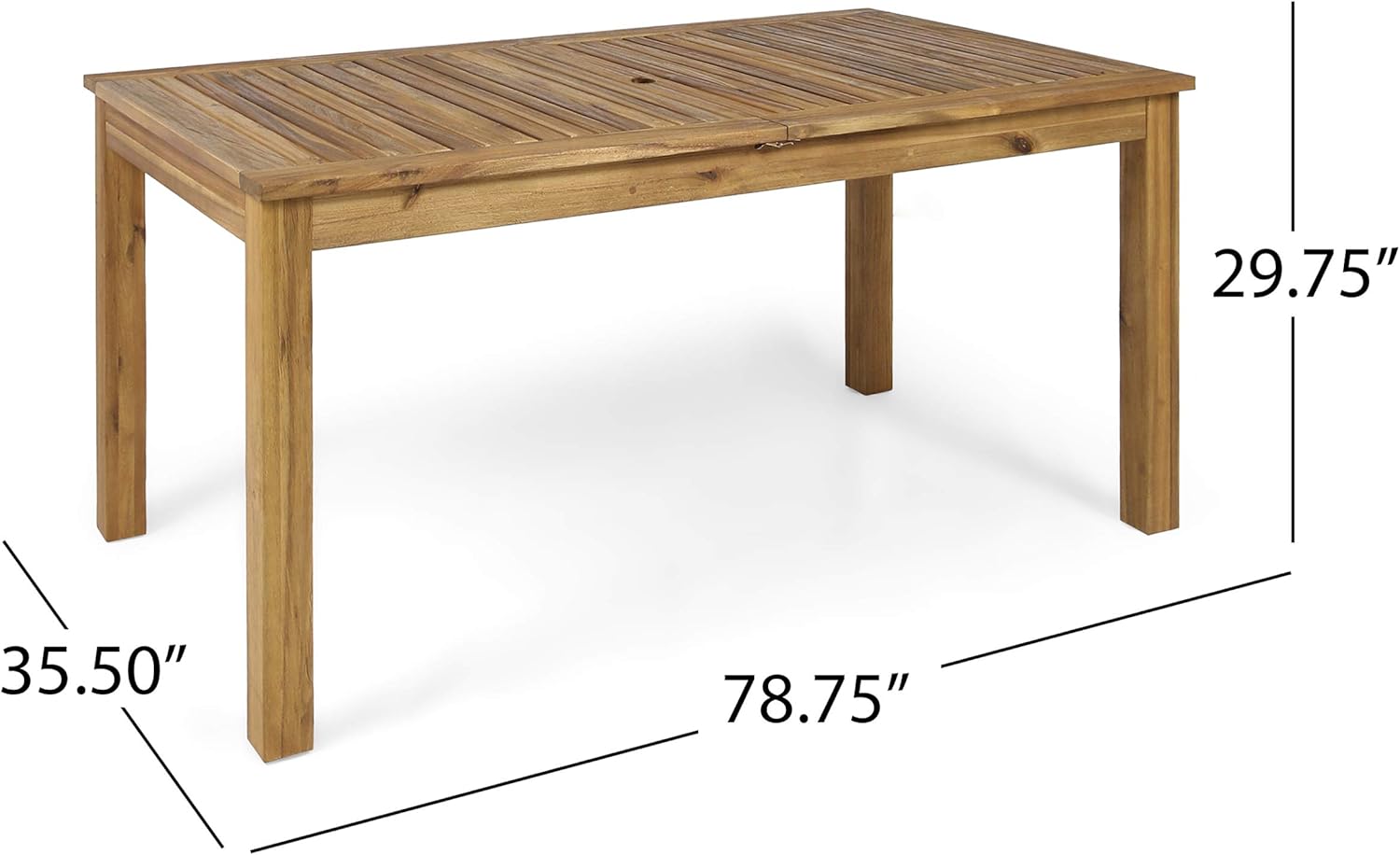 Outdoor 6-Seater Acacia Wood Expandable Dining Set with Cushions,Sandblasted Natural and Beige