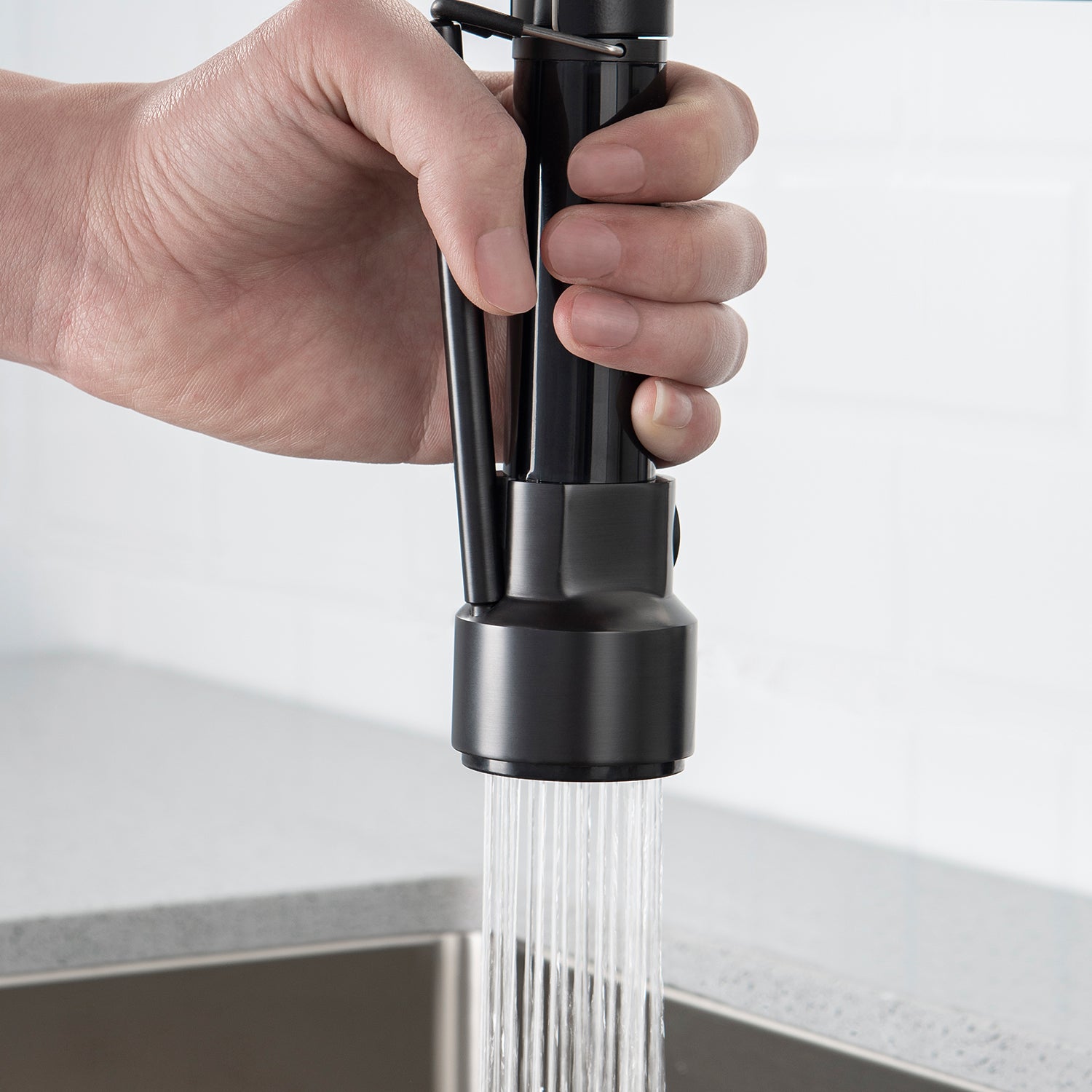 Commercial Black Kitchen Faucet with Pull Down Sprayer, Single Handle Single Lever Kitchen Sink Faucet