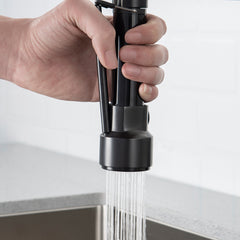 Commercial Black Kitchen Faucet with Pull Down Sprayer, Single Handle Single Lever Kitchen Sink Faucet