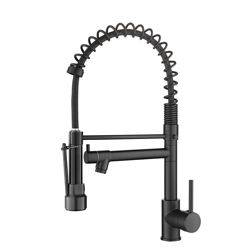 Commercial Black Kitchen Faucet with Pull Down Sprayer, Single Handle Single Lever Kitchen Sink Faucet