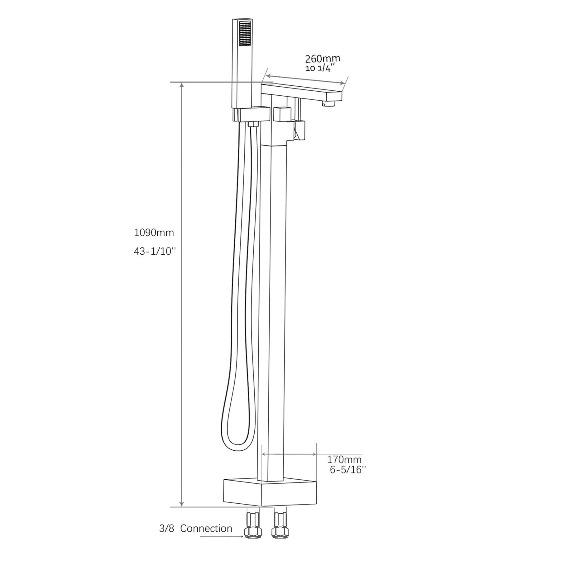 Freestanding Bathtub Faucet with Hand Shower