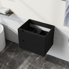 Goodyo 24" Floating Bathroom Vanity Cabinet Wall-Mounted Bathroom Vanity in Black, Sink Basin Not Included