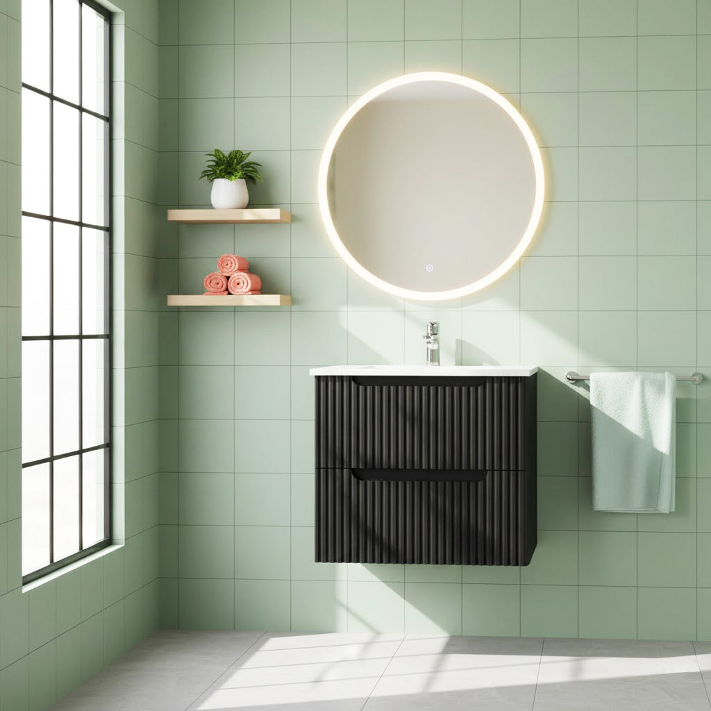 Goodyo 24" Floating Bathroom Vanity Cabinet Wall-Mounted Bathroom Vanity in Black, Sink Basin Not Included