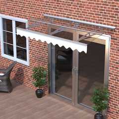 DA7934C Series Door Window Awning Canopy Made of 0.137Inch Thick Crystal Solid Polycarbonate Sheet and Aluminum Alloy with Valance in size of 79" Wide x 34" Deep for Masonry Concrete Wall House only.