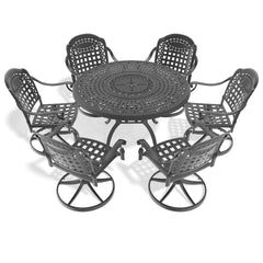 7-Piece All-Weather Cast Aluminum Dining Set, Include 6 Swivel Chairs and 47.24" Round Table With Black Frame (same sku:W1710S00450)