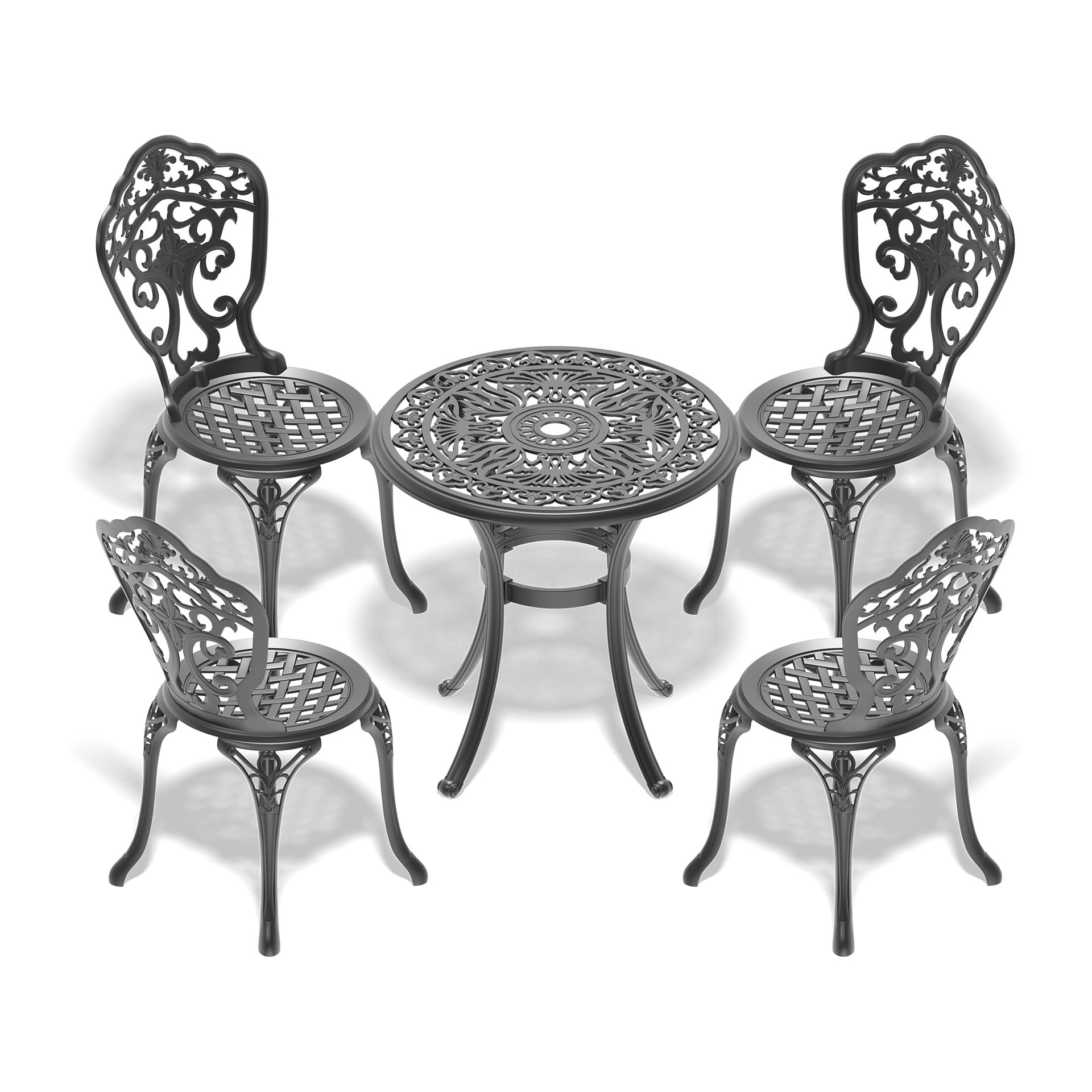 5-Piece Set Of All-Weather Cast Aluminum Dining Furniture Set With Black Frame