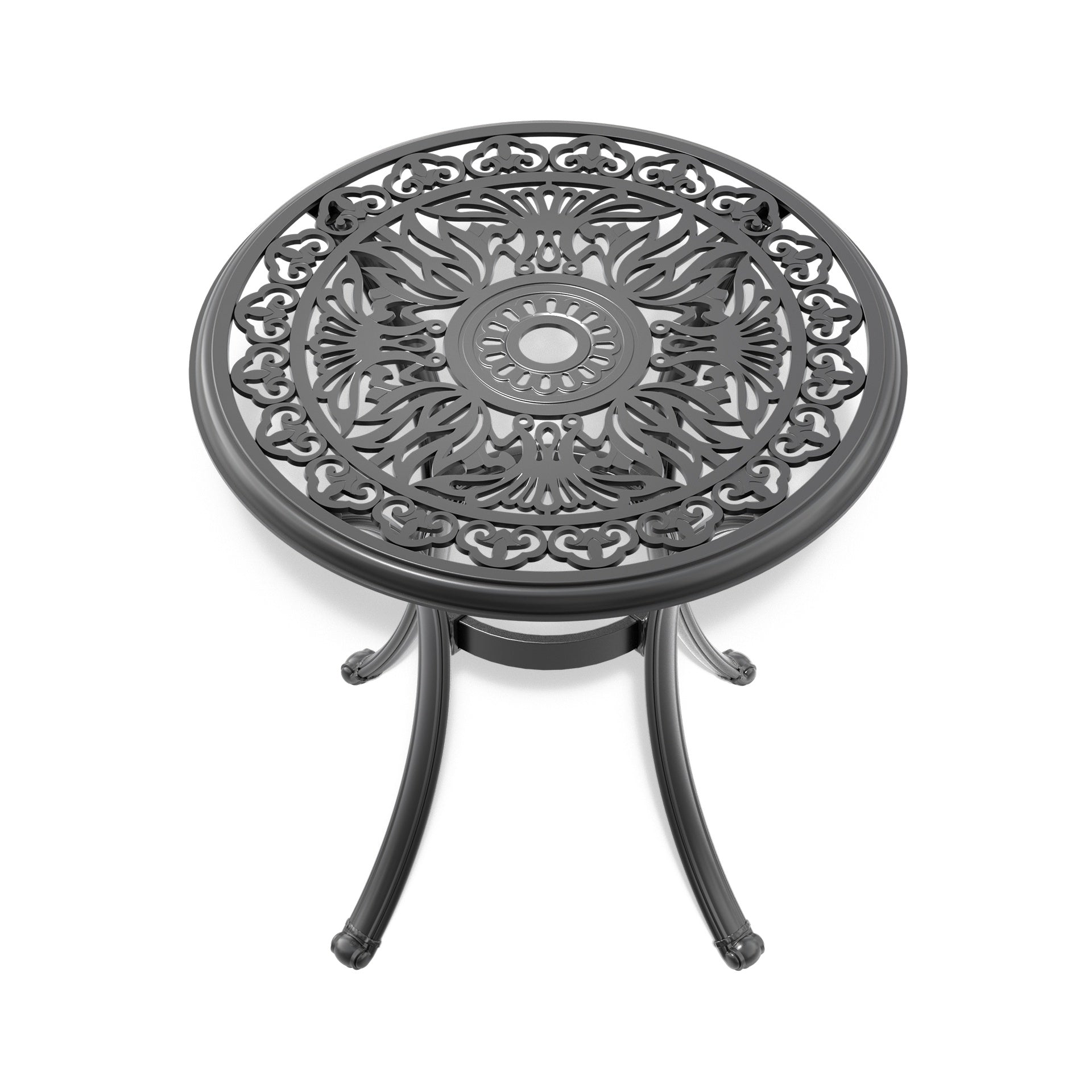 26.77-inch Cast Aluminum Patio Dining Table With Black Frame and Umbrella Hole